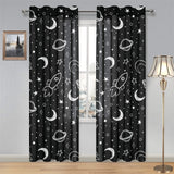 Hand drawn space rocket star planet Gauze Curtain