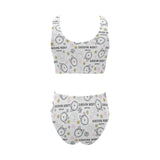 Siberian Husky design pattern Chest Bowknot High Waisted Bikini Swimsuit