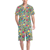 Gear Pattern Print Design 03 Men's V-Neck Short Pajama Set