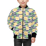 Pineapples pattern striped background Kids' Boys' Girls' Bomber Jacket