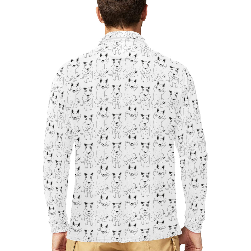 Bull Terrier Pattern Print Design 02 Men's Long Sleeve Polo Shirt