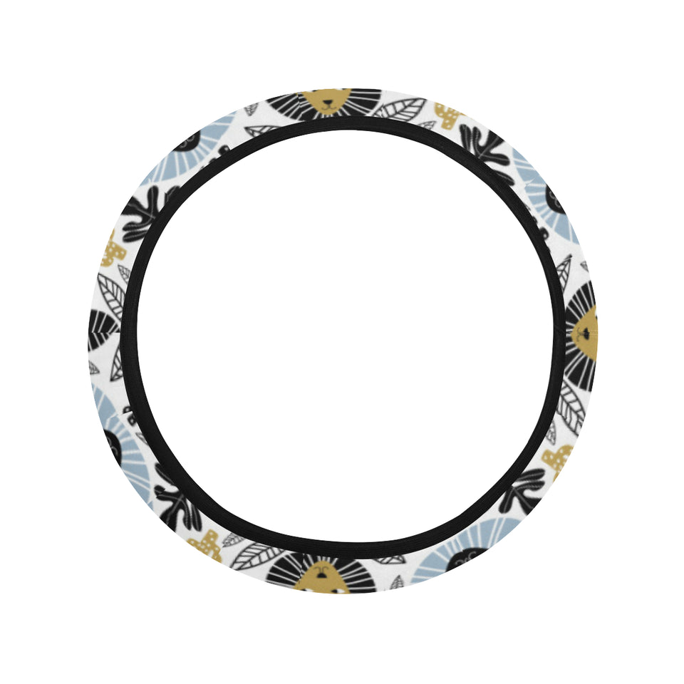 Lion Pattern Print Design 05 Car Steering Wheel Cover