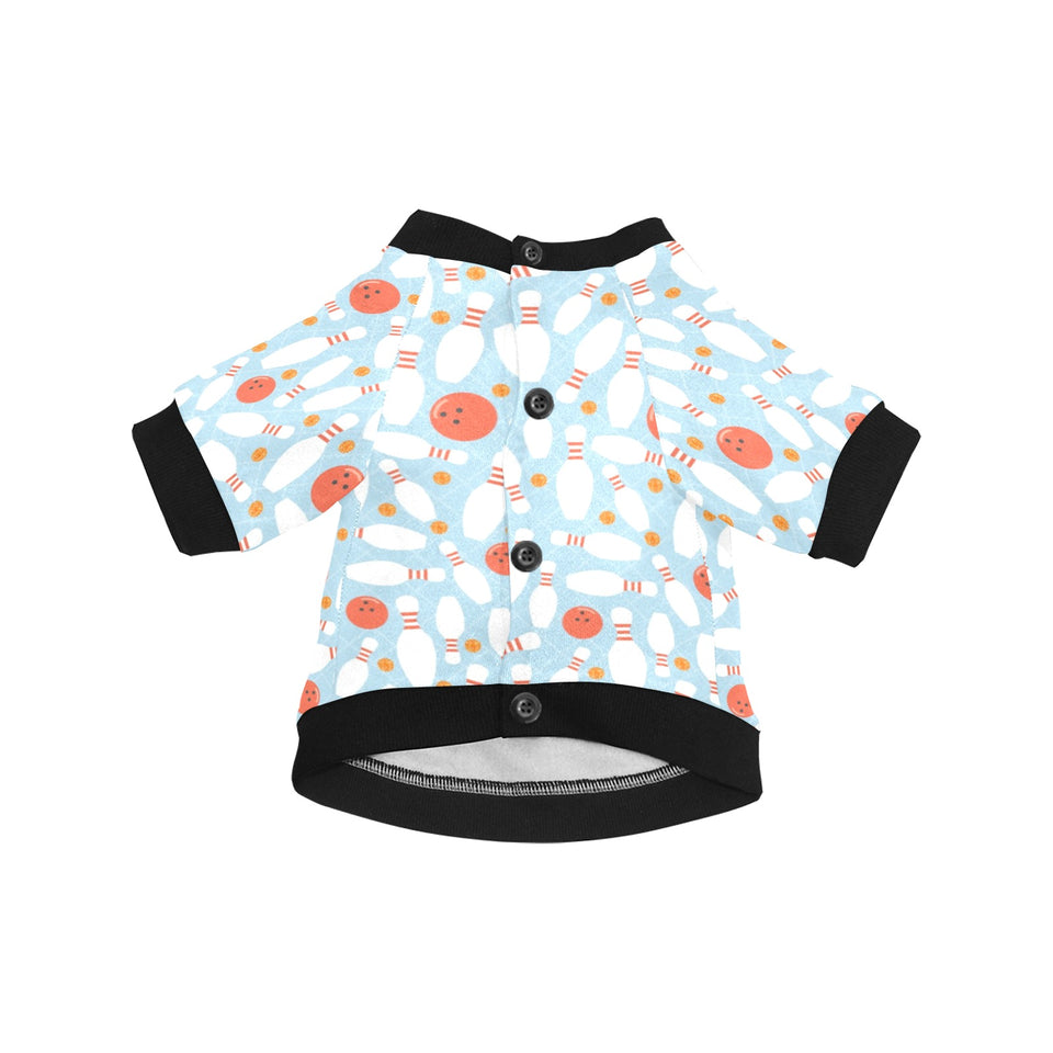 Bowling ball bowling pins blue blackground All Over Print Pet Dog Round Neck Fuzzy Shirt