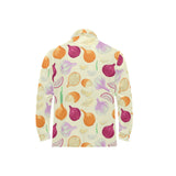 Onion garlic white red pattern Men's Long Sleeve Polo Shirt