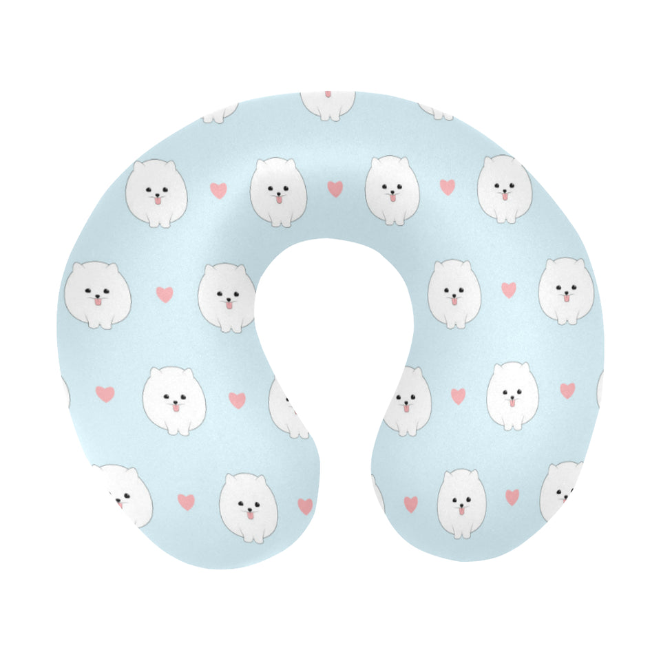 White cute pomeranian pattern U-Shaped Travel Neck Pillow