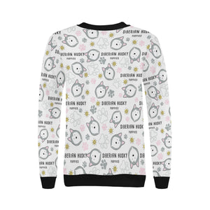 Siberian Husky design pattern Women's Crew Neck Sweatshirt