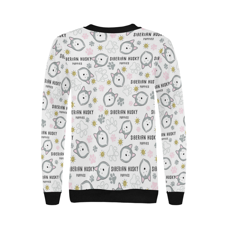 Siberian Husky design pattern Women's Crew Neck Sweatshirt