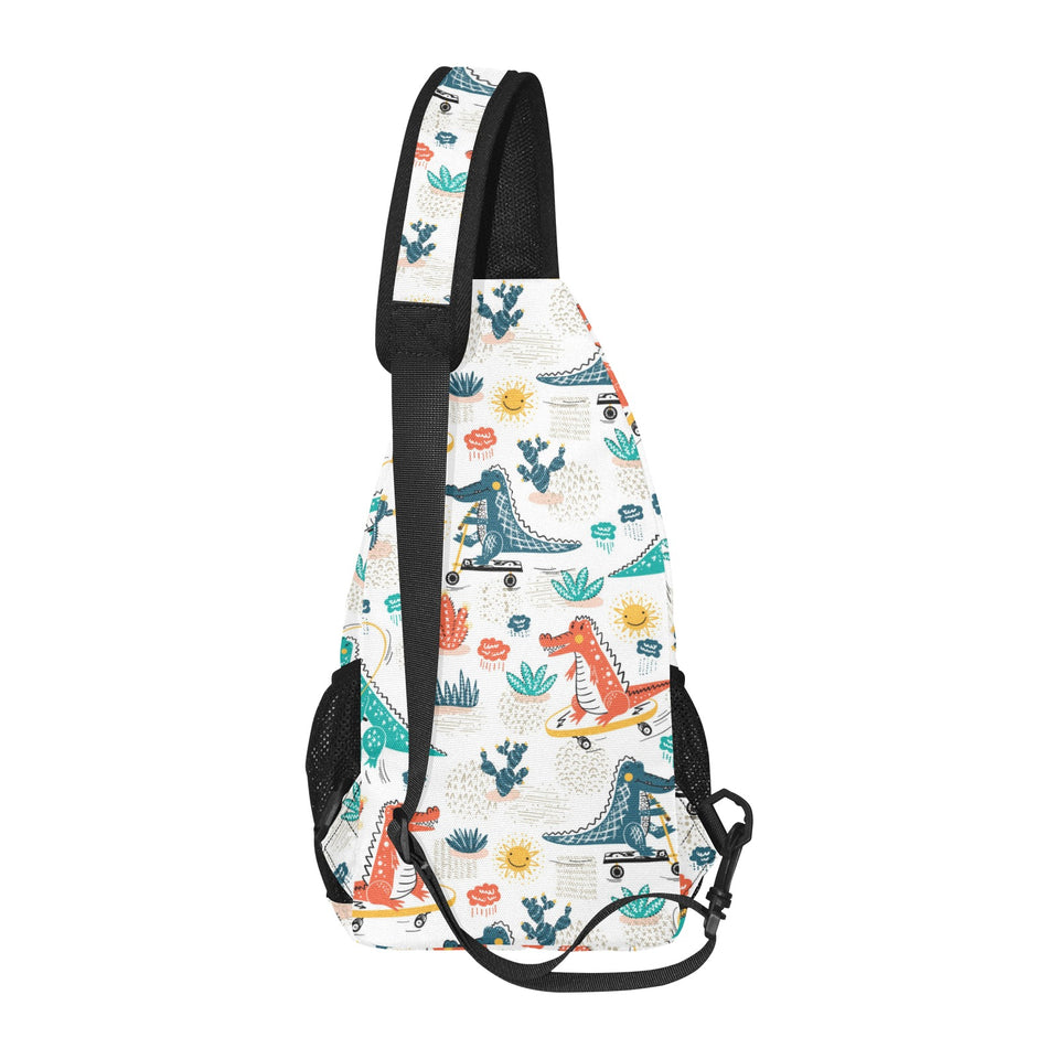 Cute Crocodile Pattern All Over Print Chest Bag
