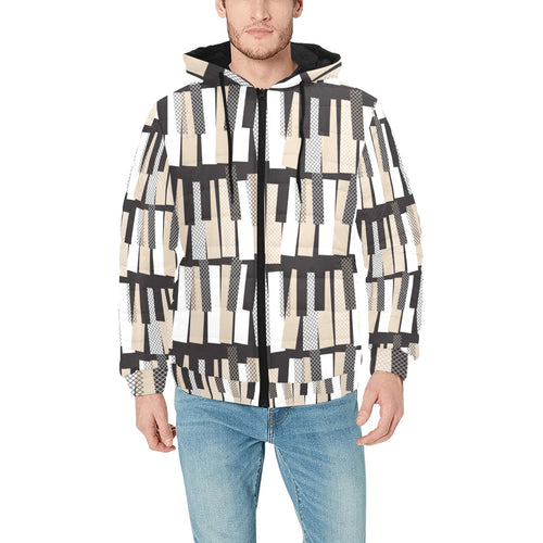 Piano Pattern Print Design 04 Men's Padded Hooded Jacket