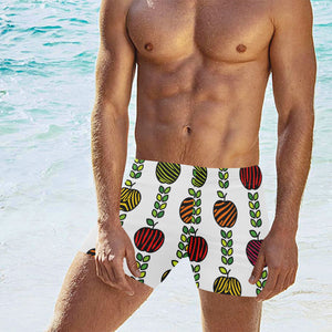 colorful apples leave zebra stripe Men's Swimming Trunks