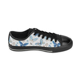 blue butterfly pattern Men's Low Top Canvas Shoes Black