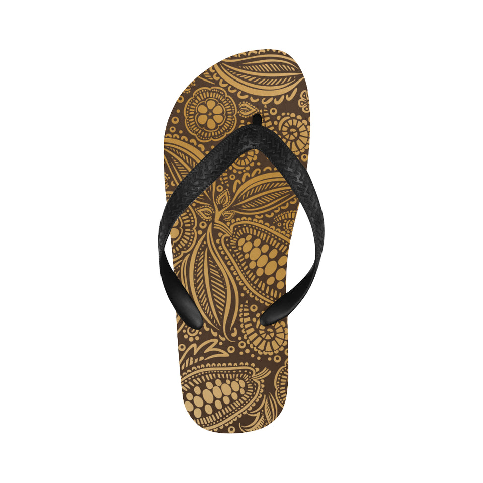 cacao beans tribal polynesian pattern background Unisex Flip Flops