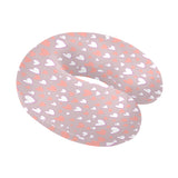 coral white heart pattern U-Shaped Travel Neck Pillow