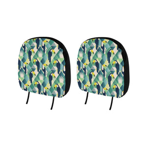 Toucan tropical leaves design pattern Car Headrest Cover