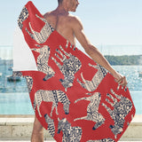 Zebra abstract red background Beach Towel