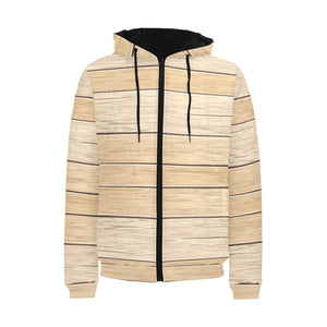 Wood Printed Pattern Print Design 01 Men's Padded Hooded Jacket