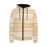 Wood Printed Pattern Print Design 01 Men's Padded Hooded Jacket