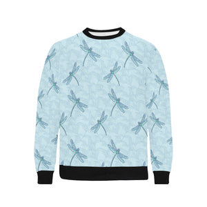 Dragonfly pattern blue background Men's Crew Neck Sweatshirt