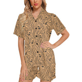 Bengal tigers pattern Women's V-Neck Short Pajama Set