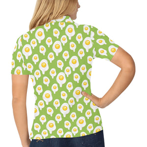 Fried Eggs Pattern Print Design 01 Women's All Over Print Polo Shirt