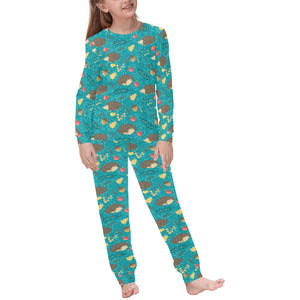 Hedgehog Pattern Print Design 01 Kids' Boys' Girls' All Over Print Pajama Set