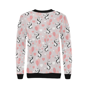 Cute panda ballon heart pattern Women's Crew Neck Sweatshirt