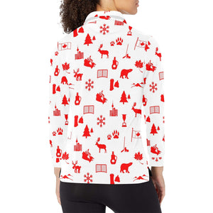 Canada Pattern Print Design 04 Women's Long Sleeve Polo Shirt