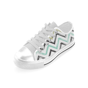 zigzag  chevron paint pattern Men's Low Top Shoes White