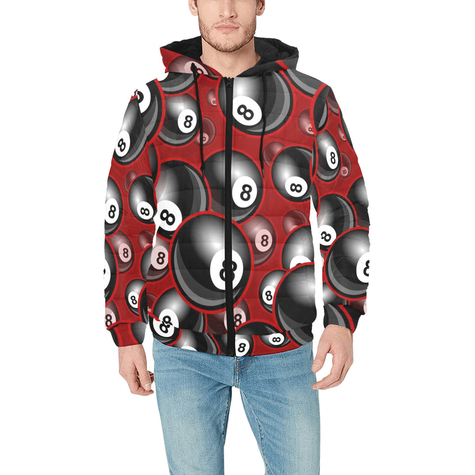 Billiard Ball Pattern Print Design 05 Men's Padded Hooded Jacket