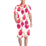 dragon fruits design pattern Men's V-Neck Short Pajama Set