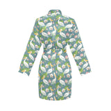Pelican Pattern Print Design 04 Women's Long Sleeve Belted Night Robe
