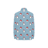 Cute penguin christmas snow pattern Women's Long Sleeve Polo Shirt