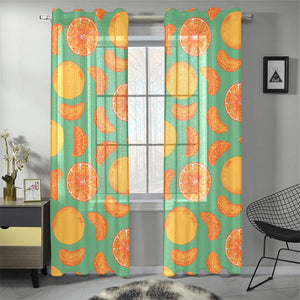 orange fruit pattern green background Gauze Curtain