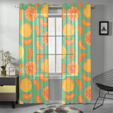 orange fruit pattern green background Gauze Curtain