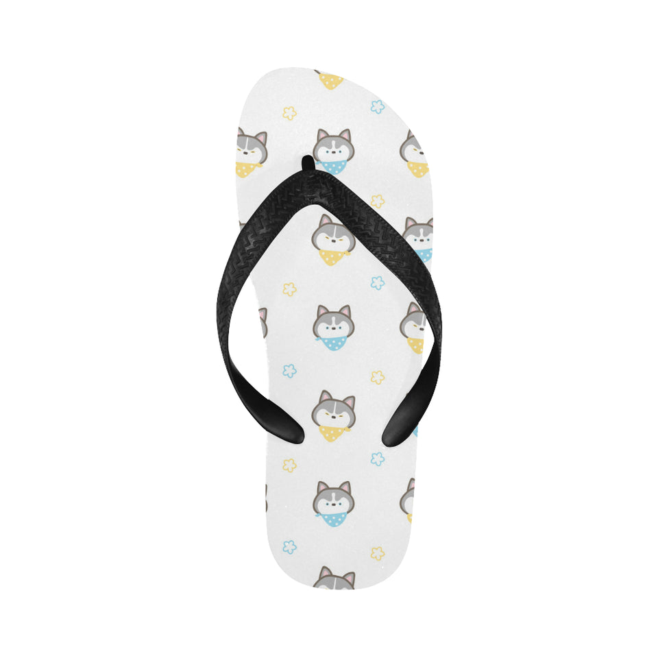Cute Siberian Husky pattern Unisex Flip Flops
