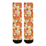 Orange yellow orchid flower pattern background Crew Socks