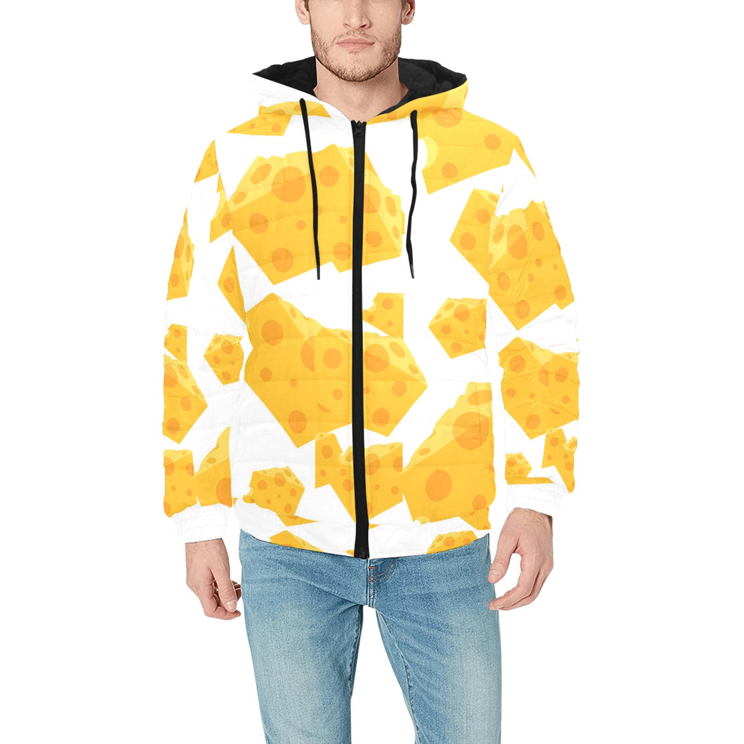 Cheese slice pattern Men's Padded Hooded Jacket