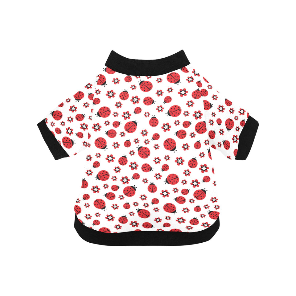Ladybug Pattern Print Design 04 All Over Print Pet Dog Round Neck Fuzzy Shirt