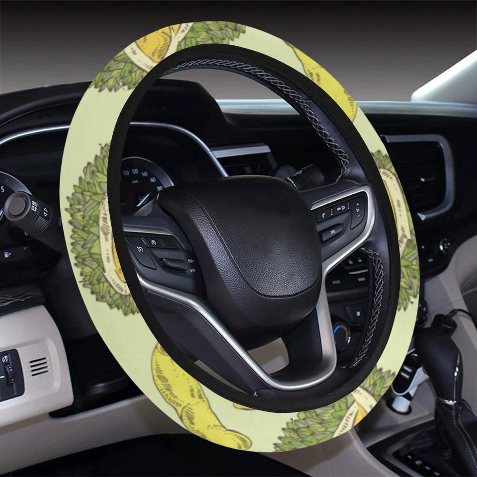 Durian leaves pattern background Car Steering Wheel Cover