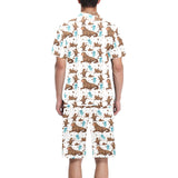 sea lion Seals jellyfish pattern Men's V-Neck Short Pajama Set