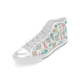 Colorful shell pattern Men's High Top Canvas Shoes White