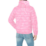 Sweet candy pink background Men's Padded Hooded Jacket