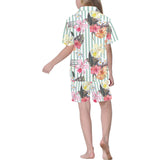 Colorful orchid flower pattern Kids' Boys' Girls' V-Neck Short Pajama Set