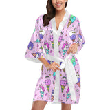 Cute ice cream cone animal pattern Women's Short Kimono Robe