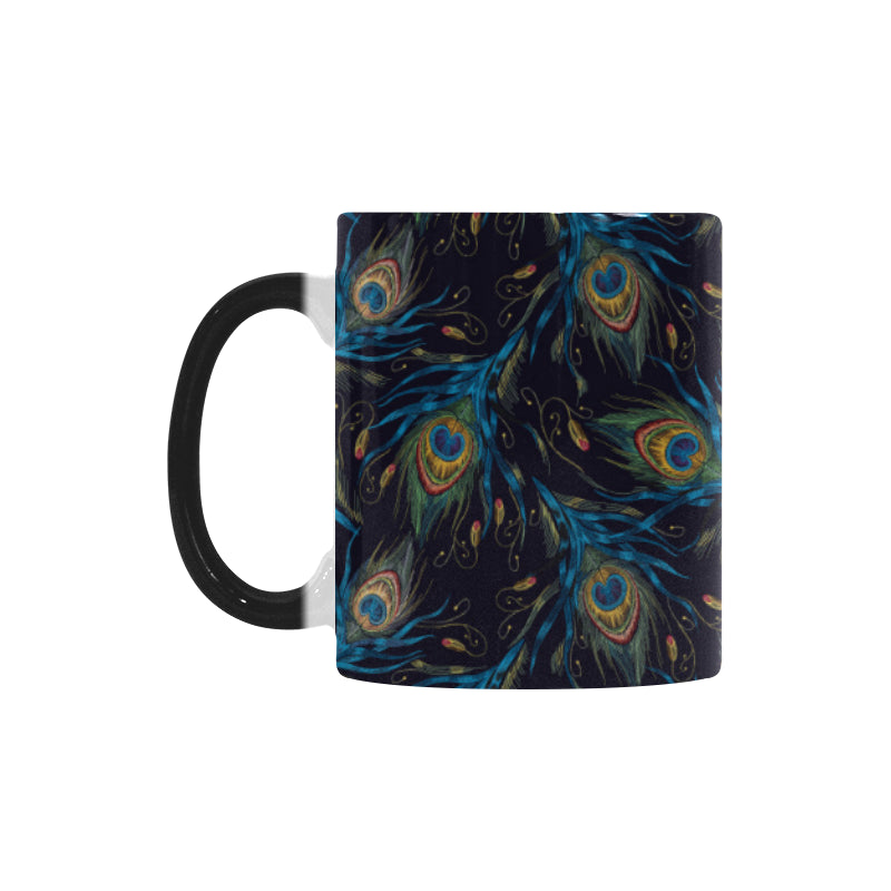 Beautiful peacock feather pattern Morphing Mug Heat Changing Mug