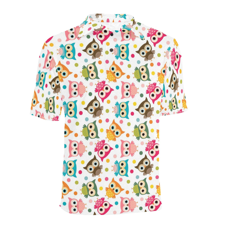 Color cute owl pattern Men's All Over Print Polo Shirt