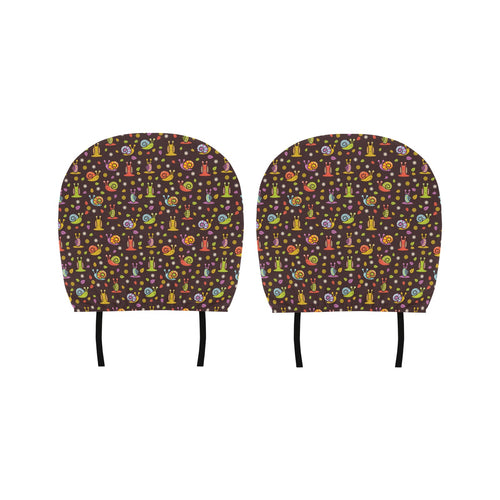 Snail Pattern Print Design 02 Car Headrest Cover