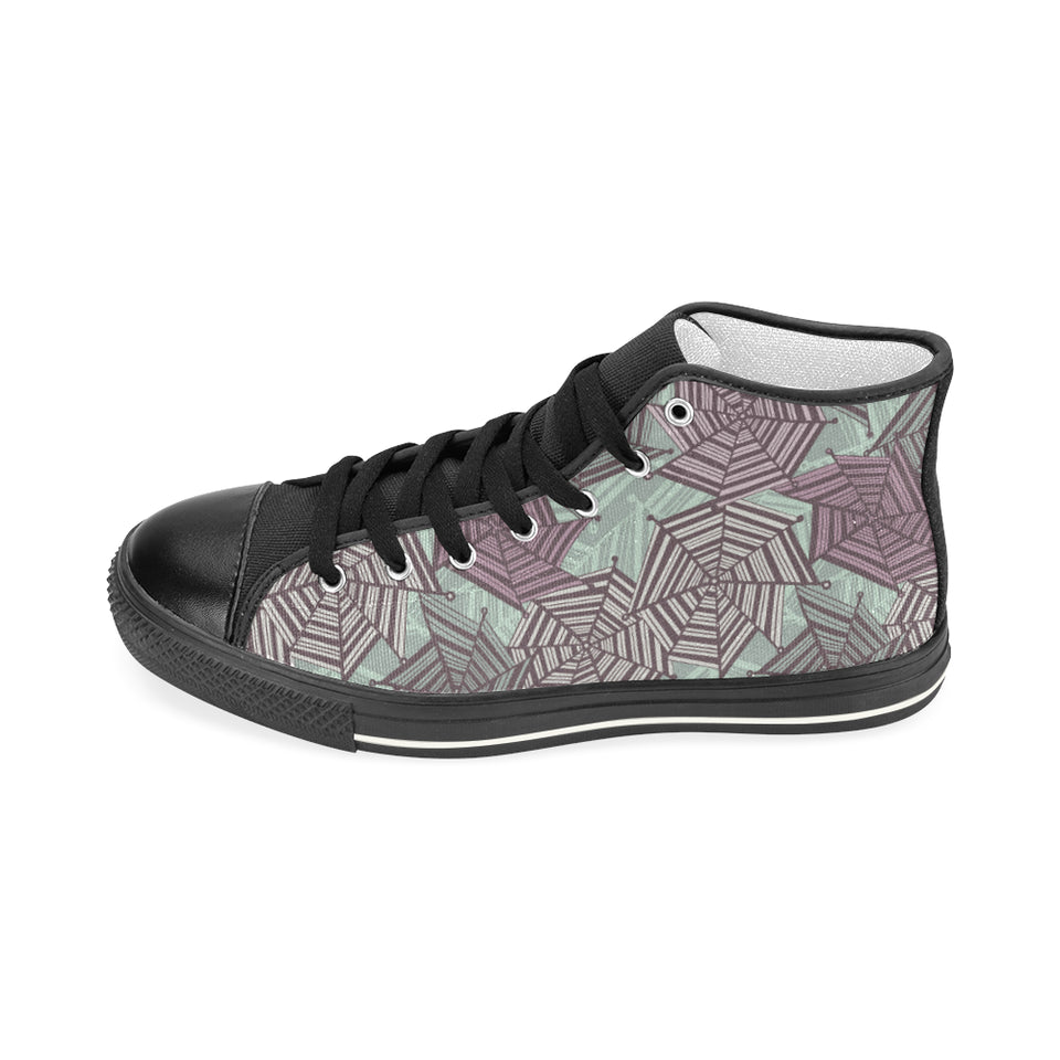 Spider web cobweb design color pattern Women's High Top Canvas Shoes Black