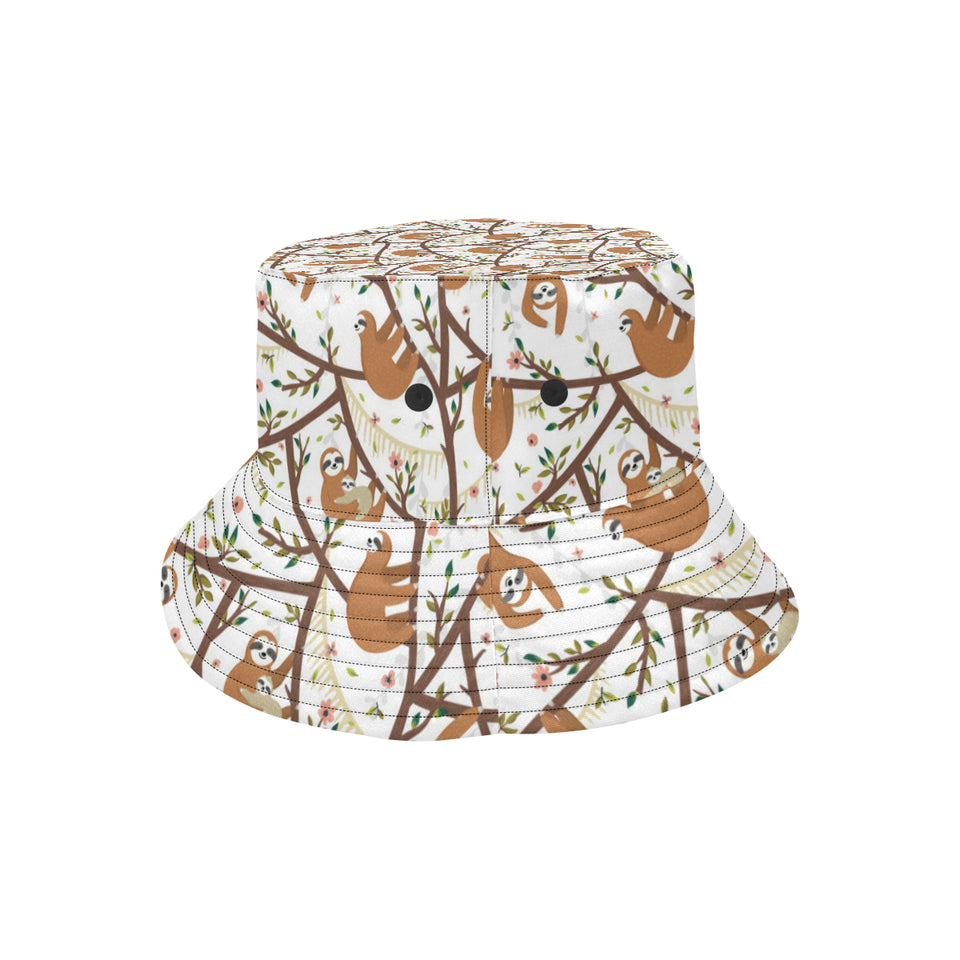 Sloths hanging on the tree pattern Unisex Bucket Hat