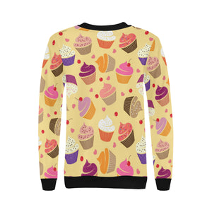 cake cupcake heart cherry pattern Women's Crew Neck Sweatshirt